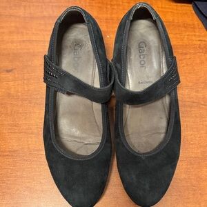 Vintage Sp2004 Gabor Sacchetto Black Suede platform Mary Janes Women's Size 7.5